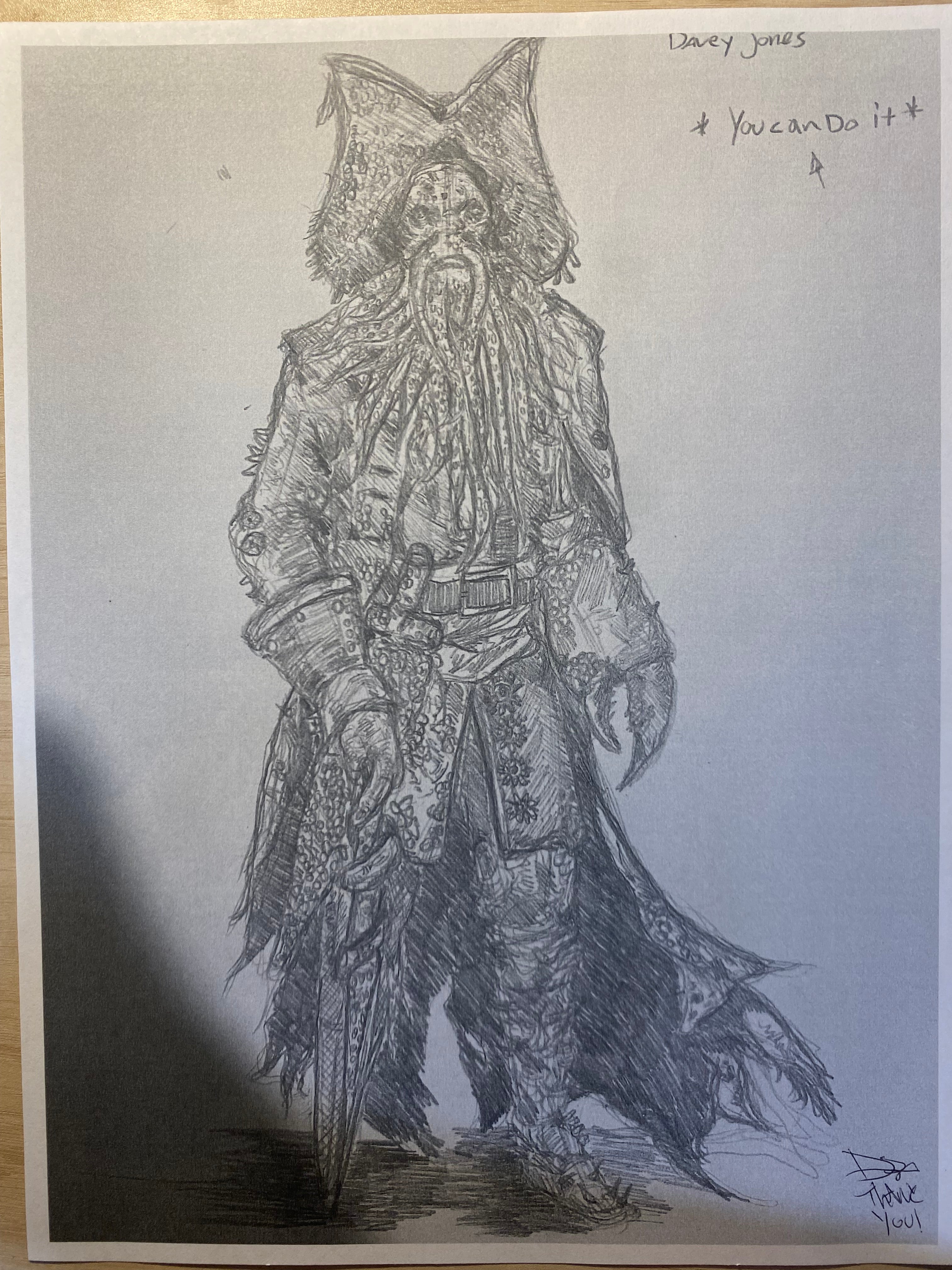 (8.5 x 11 inch) (Letter size)(FULL BODY) DAVY JONES DRAWING PRINT